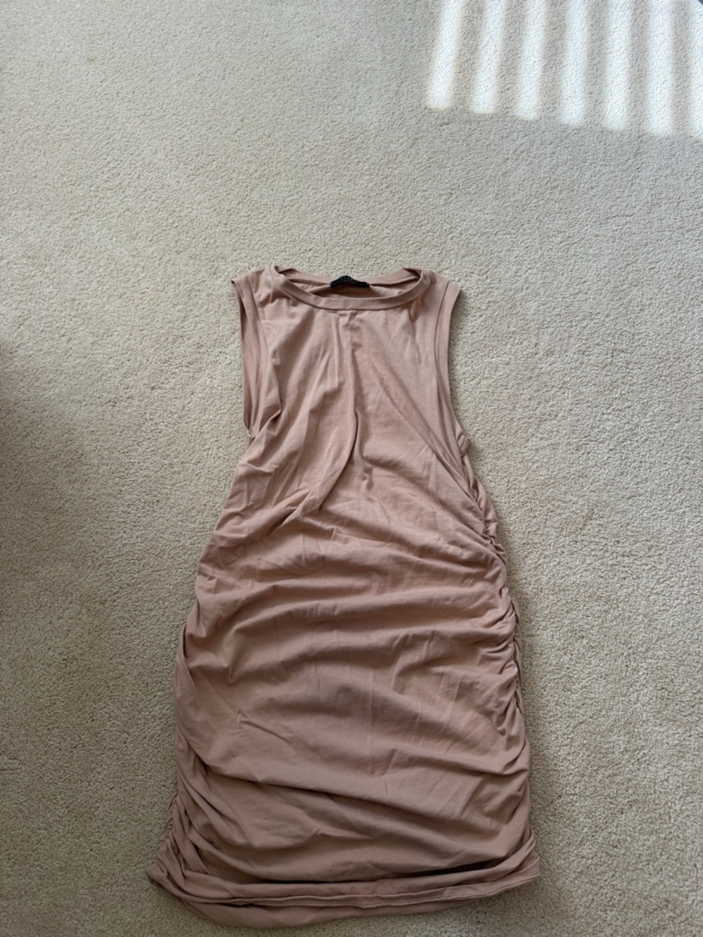Sleeveless Ruched Tank Dress in Blush